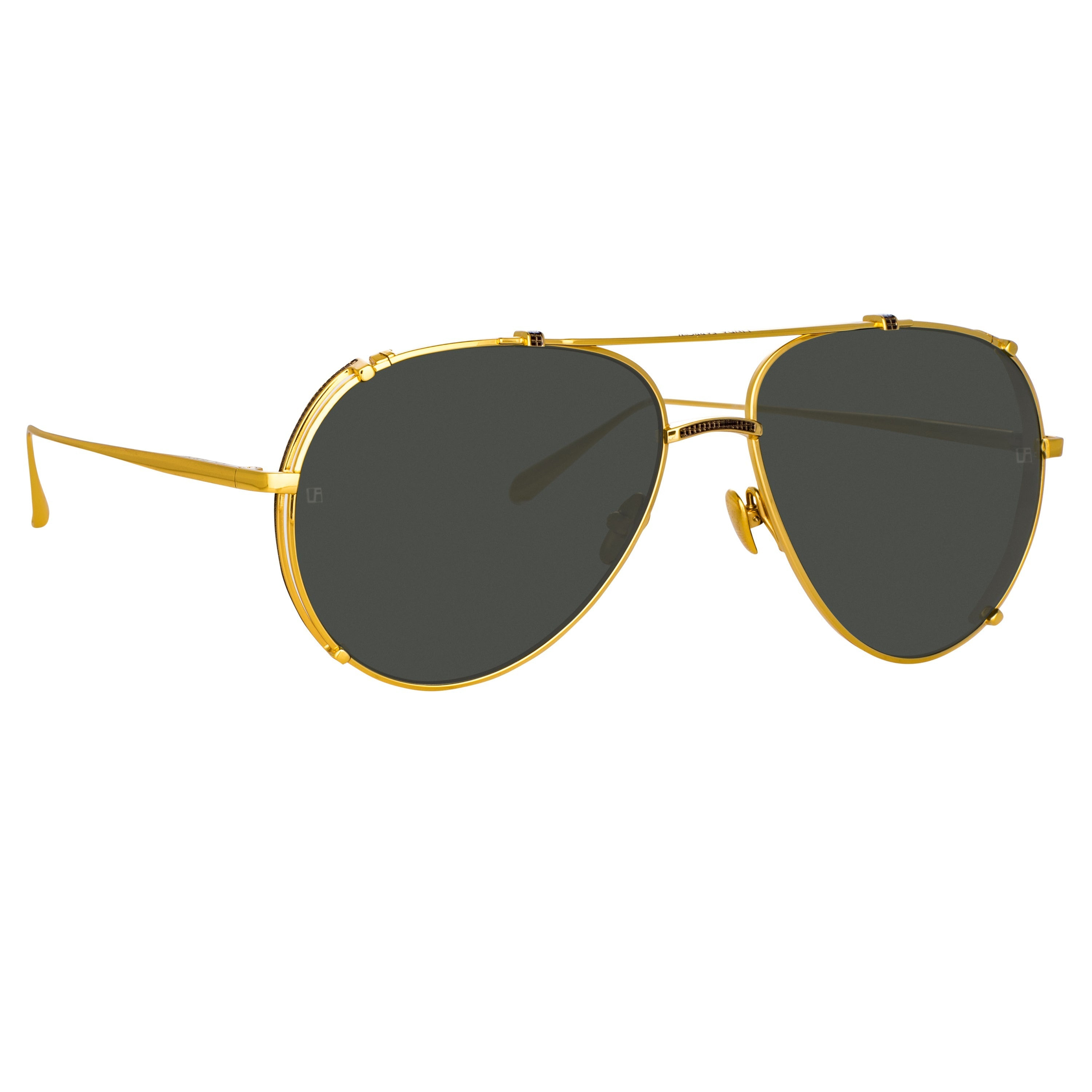 NEWMAN AVIATOR SUNGLASSES IN YELLOW GOLD - 2