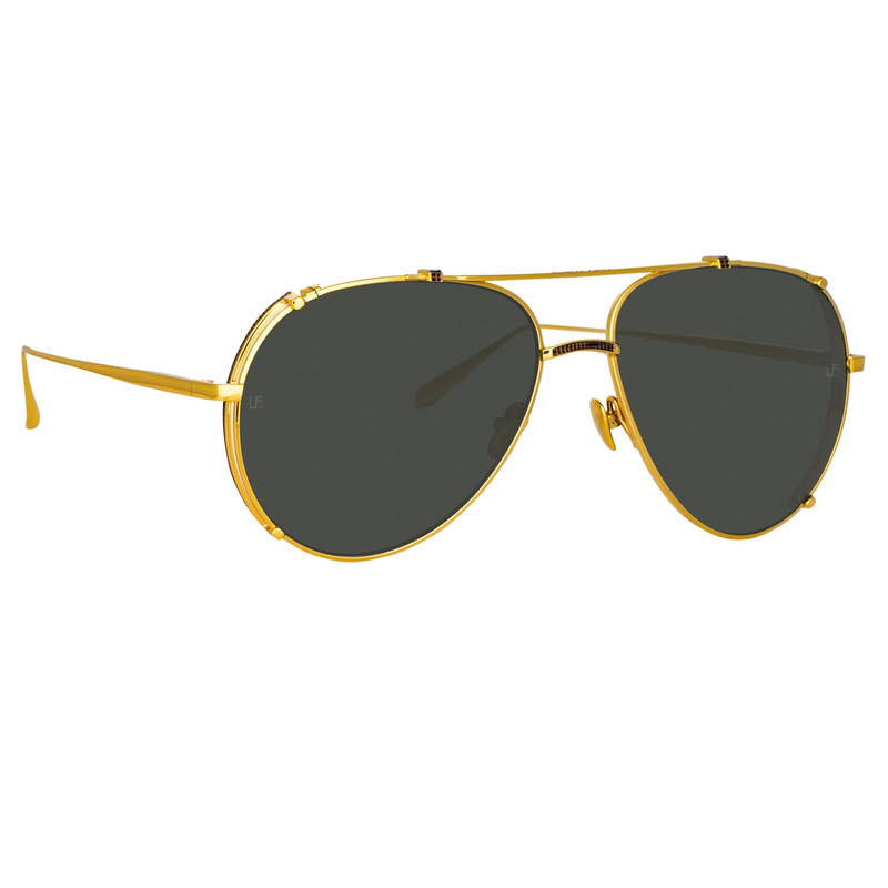 LINDA FARROW NEWMAN AVIATOR SUNGLASSES IN YELLOW GOLD outlook