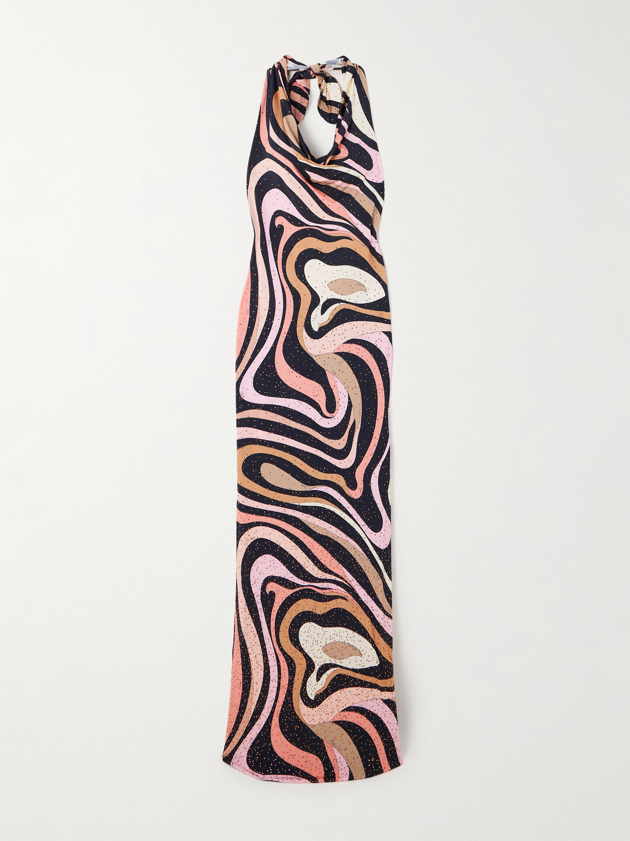 Marmo Crystal-embellished Printed Satin-jersey Halterneck Maxi Dress - 1