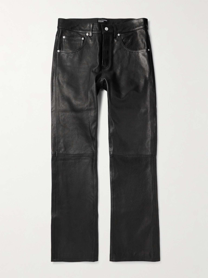 Straight-Leg Panelled Leather Trousers 1