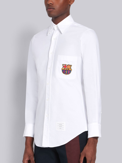 Thom Browne White Cotton Oxford FC Barcelona Patch Classic Long Sleeve Shirt outlook