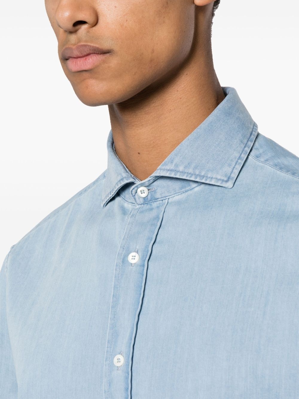 spread-collar cotton shirt - 5