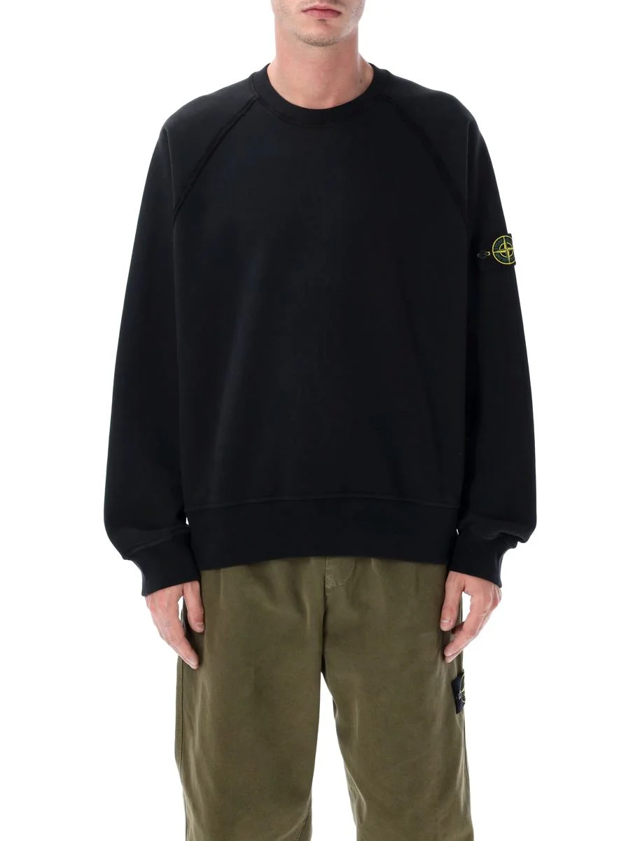 Stone Island Oversized Crewneck Sweatshirt In Brushed Organic Cotton - 1