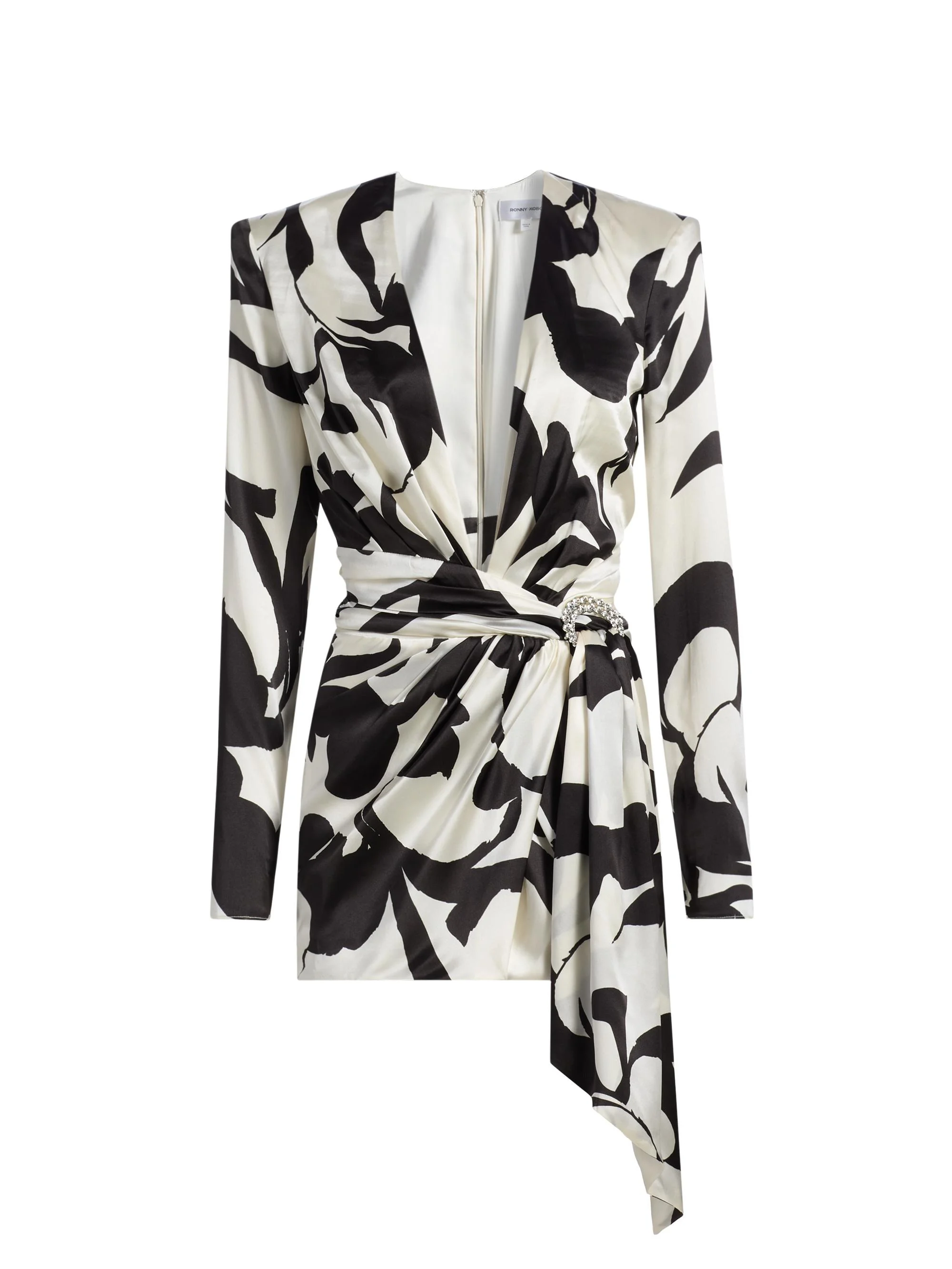 Women's Kit Abstract Belted Minidress - Black Ivory - 1
