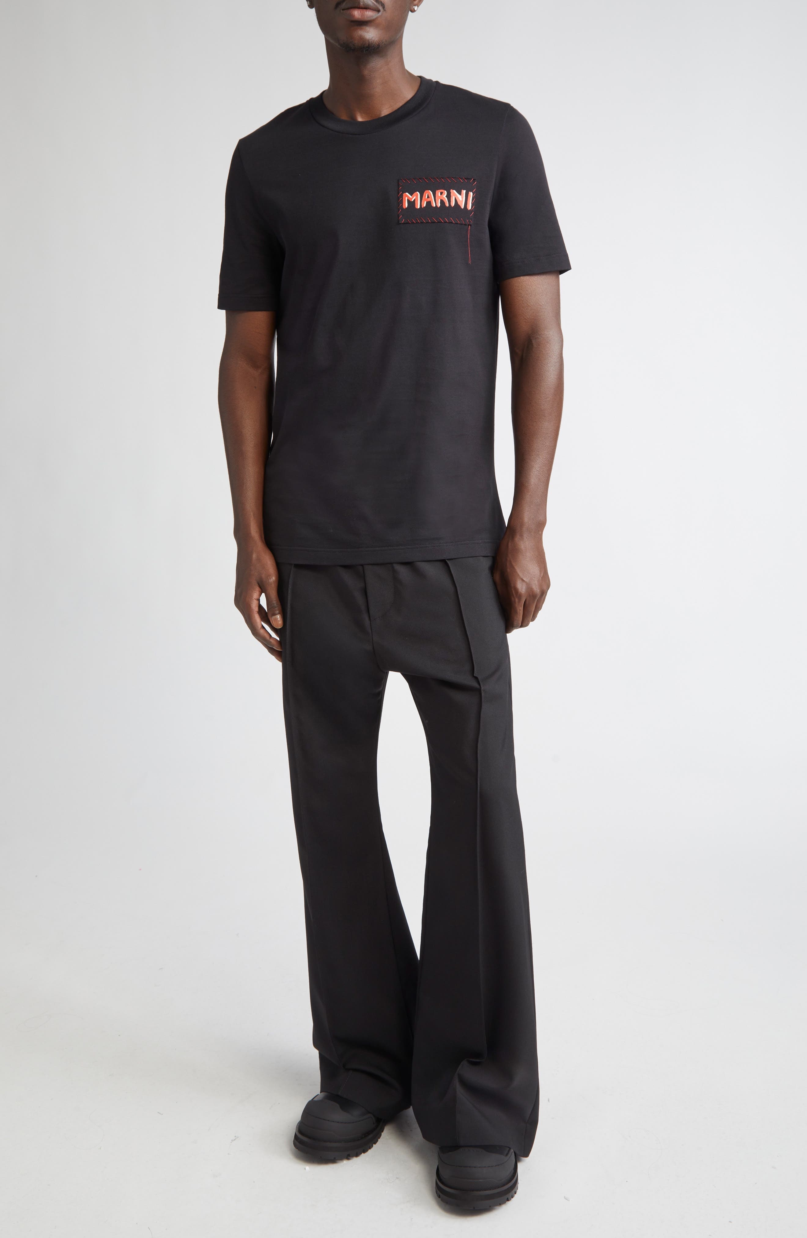 Marni Mending Logo Patch T-Shirt in Black at Nordstrom - 2