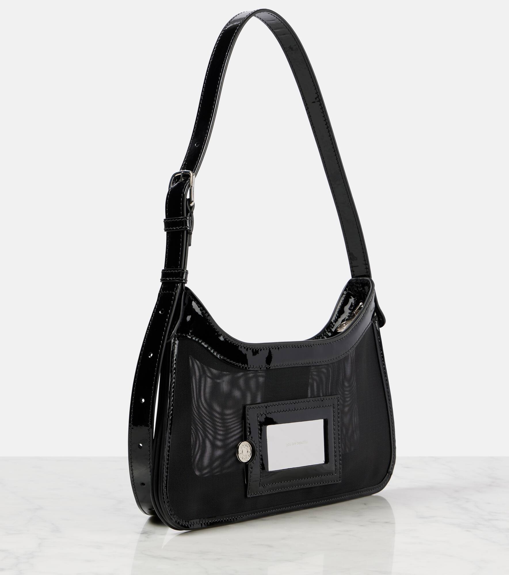 Platt leather-trimmed mesh shoulder bag - 4