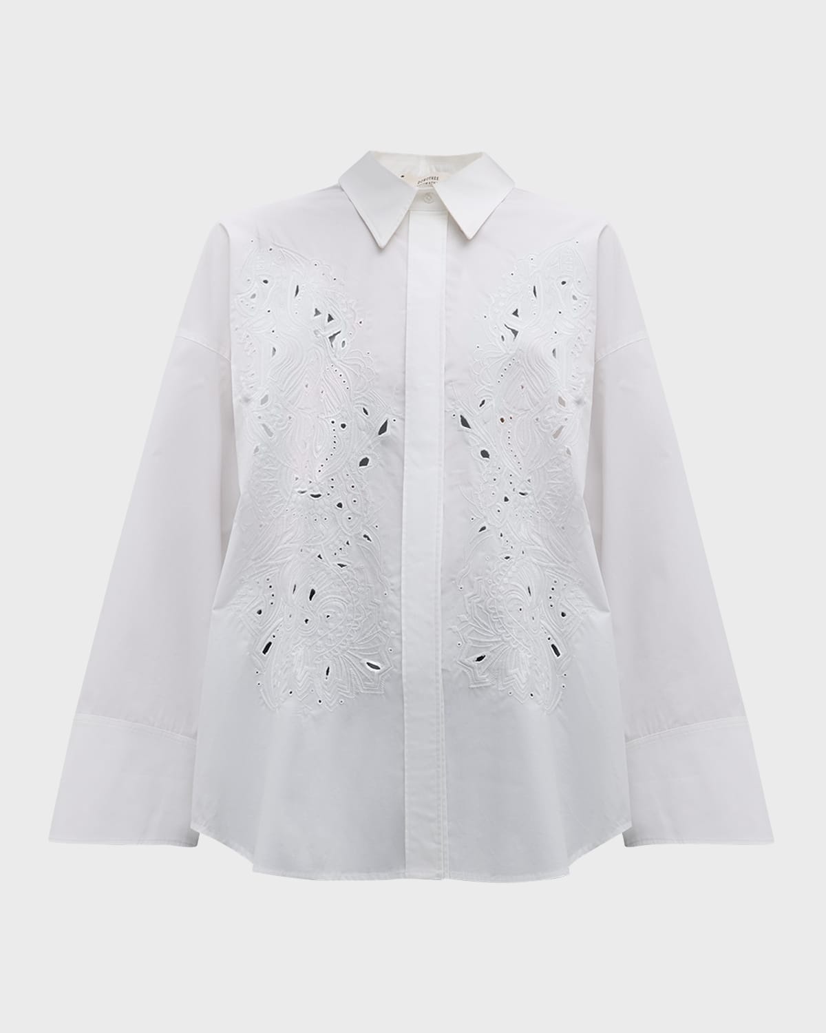 Poplin Power Embroidered Eyelet Blouse - 1