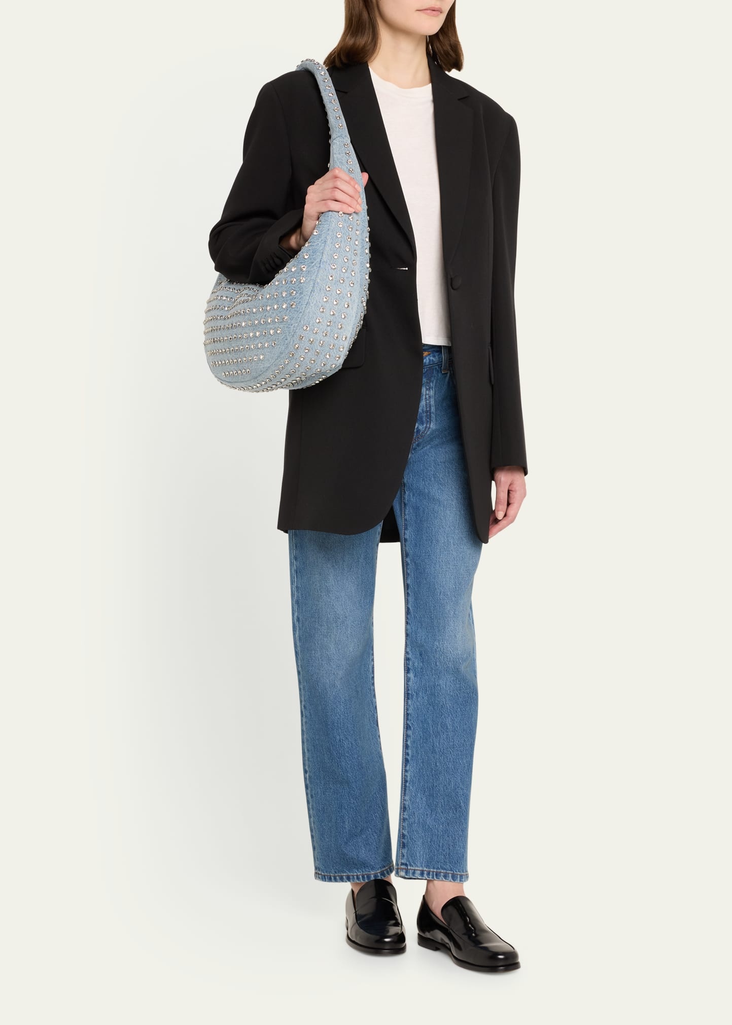 Elodie Large Embellished Denim Shoulder Bag - 5