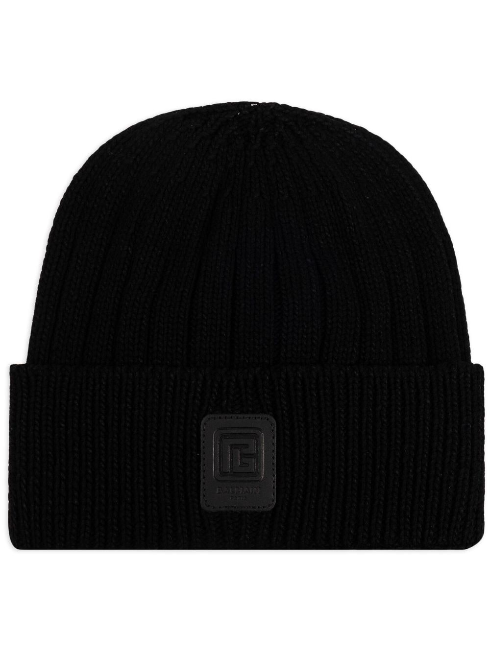 logo-patch ribbed knit beanie - 1