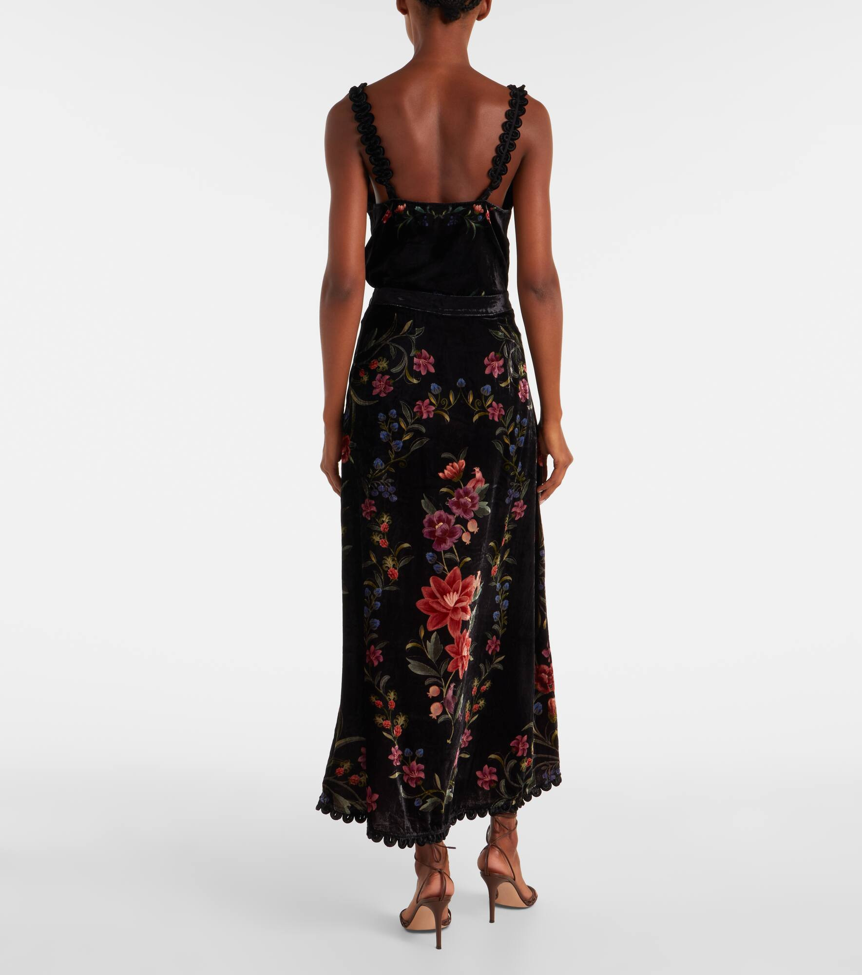 Floral velvet maxi skirt - 3