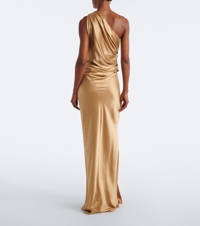 One-shoulder draped silk satin gown 5