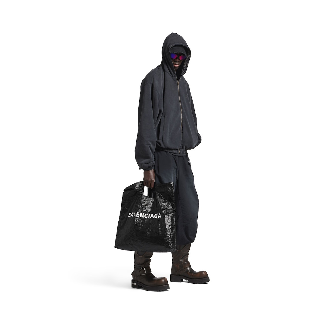 Men's Marché Packable Tote Bag Medium in Black - 6