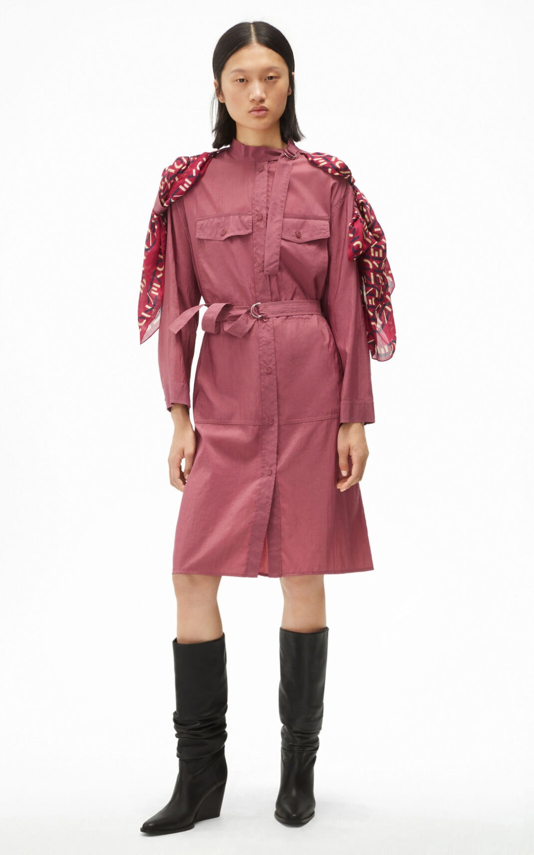 Belted shirt dress - 3