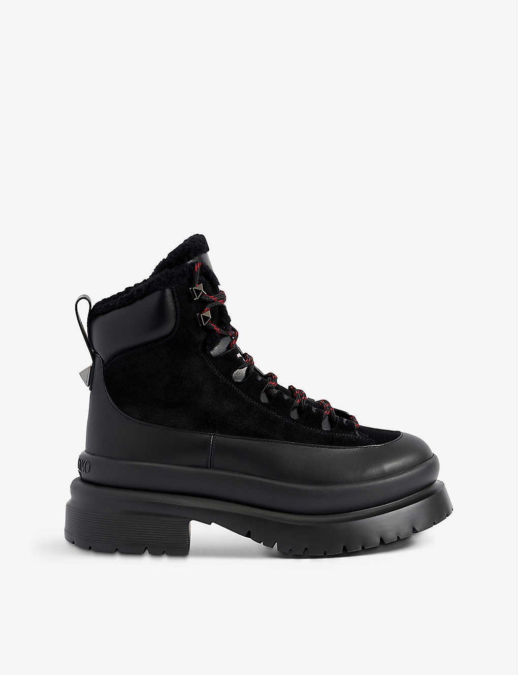 Roman Stud lace-up leather and shearling boots - 1