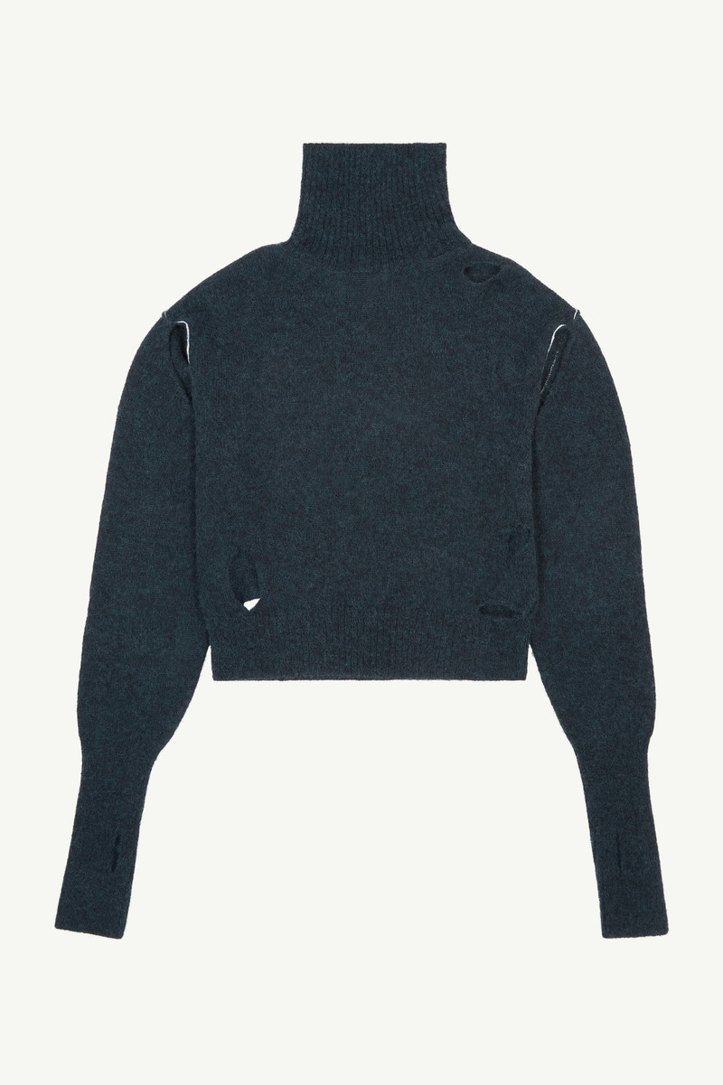 Distressed high collar jumper 1