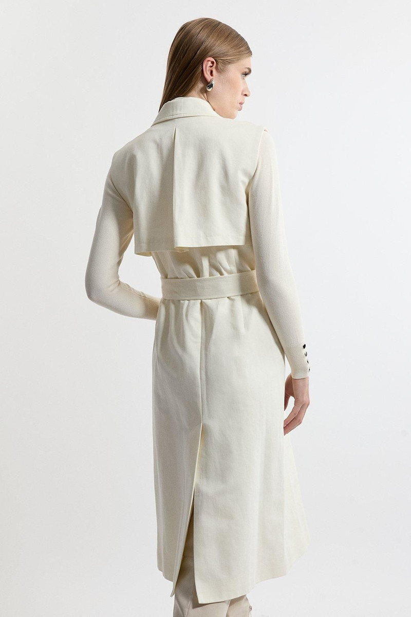 Tailored Sleeveless Belted Trench Coat 6