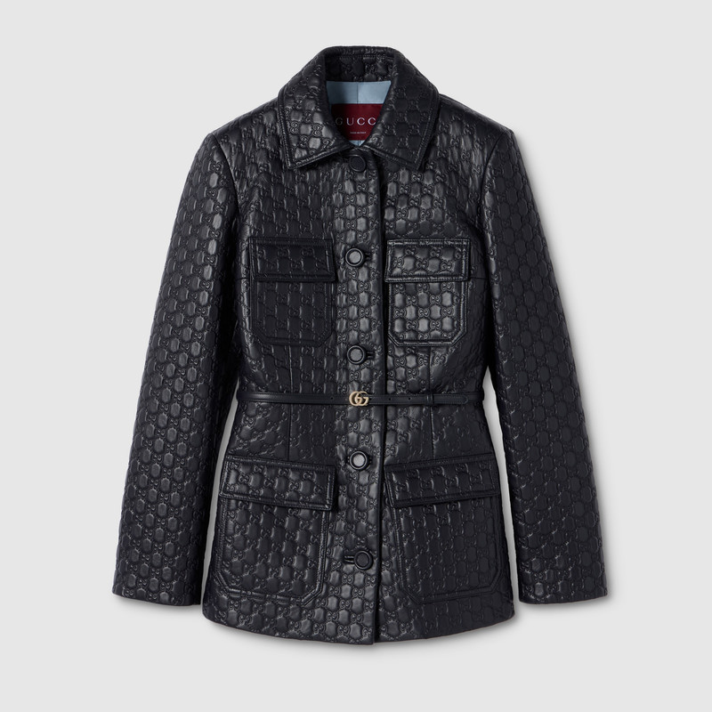 Embossed GG leather jacket 1