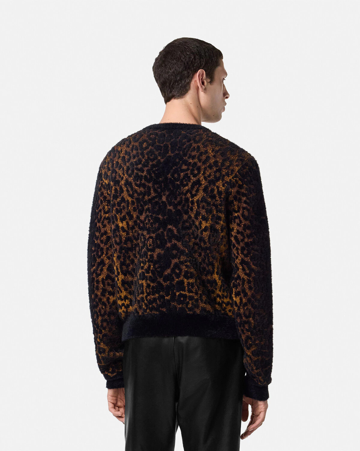 Leopard Jacquard Chenille Knit Sweater - 5