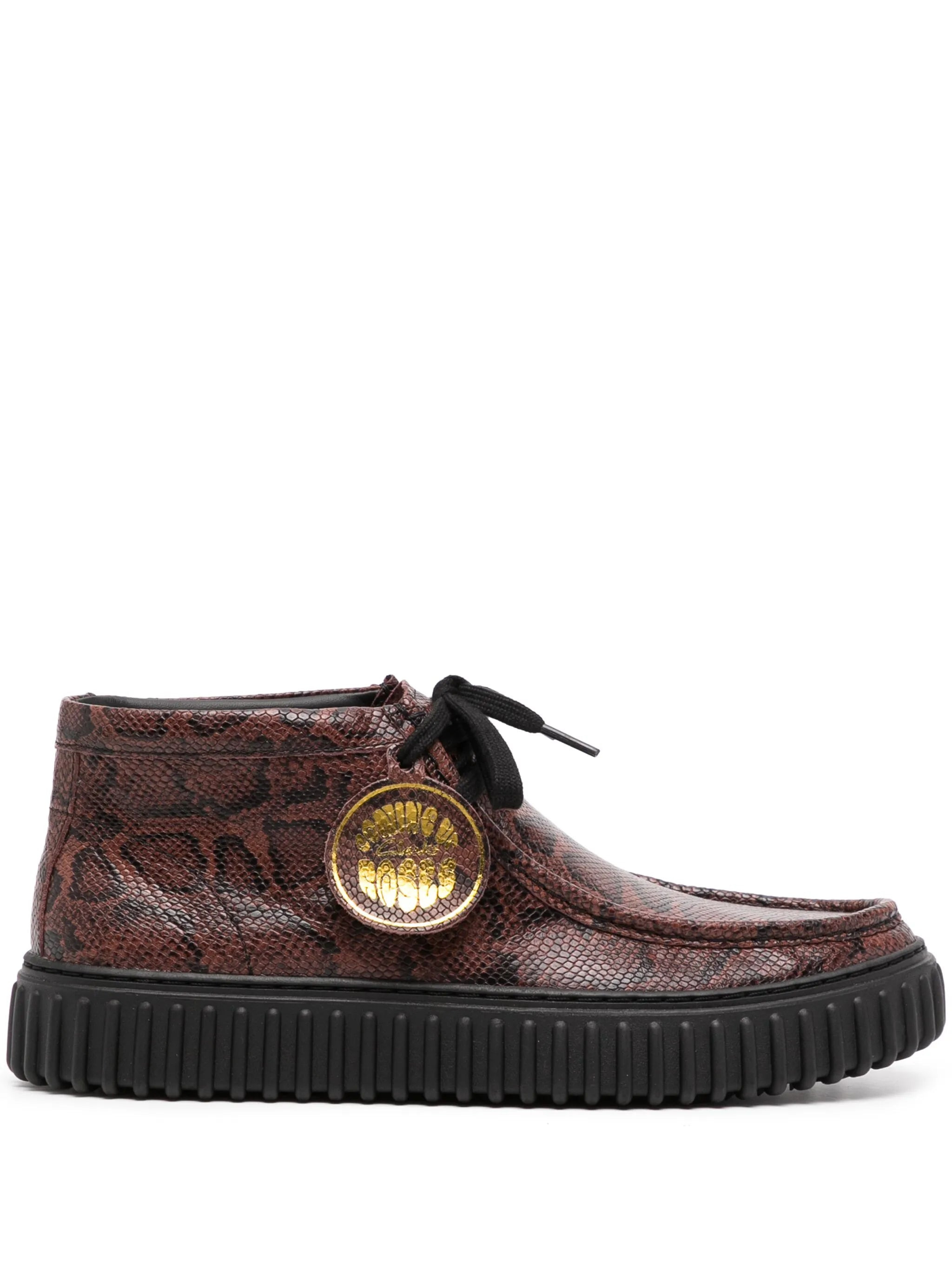 snake-print leather boots - 1