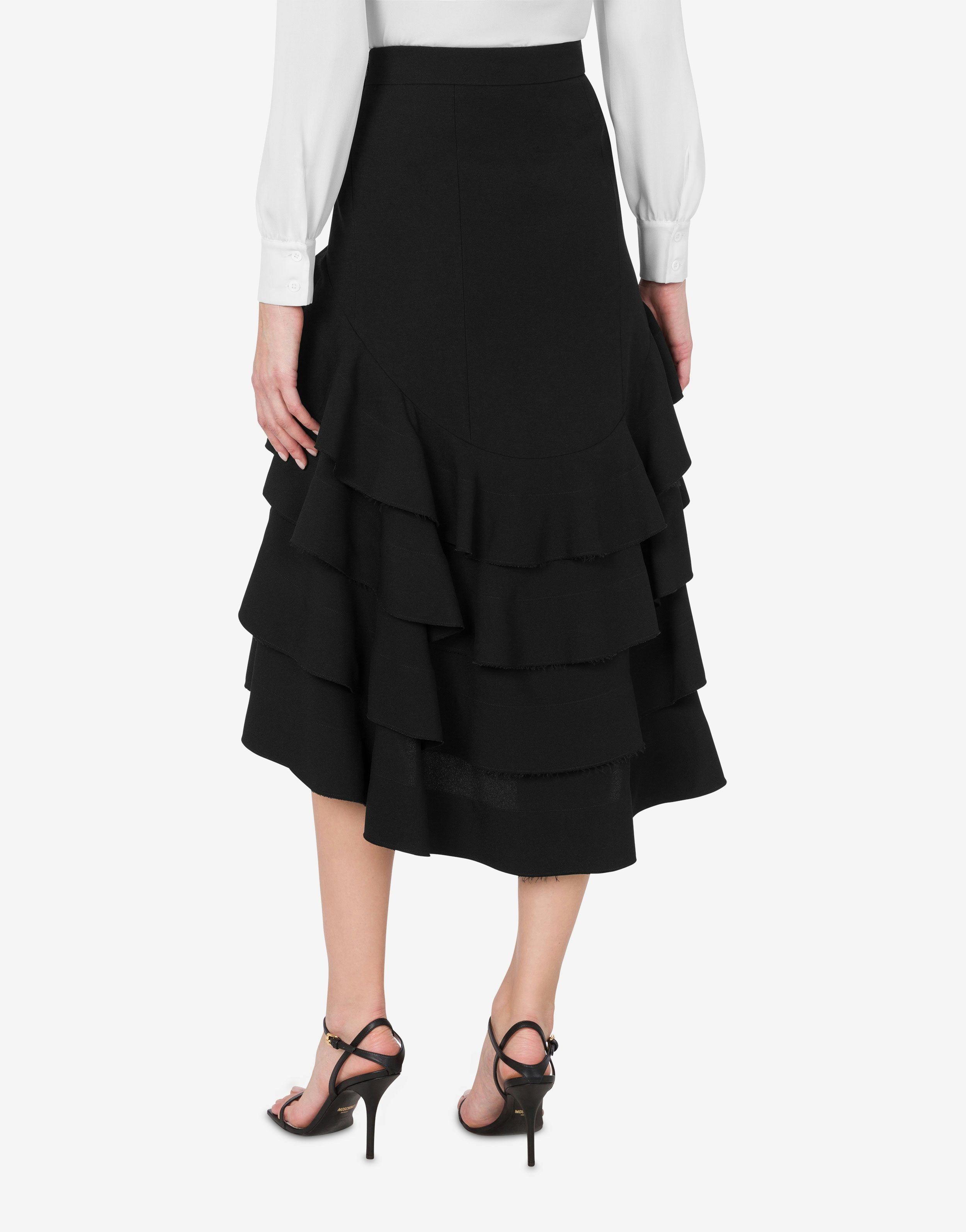 MIDI SKIRT IN CREPE WITH RUFFLES - 3