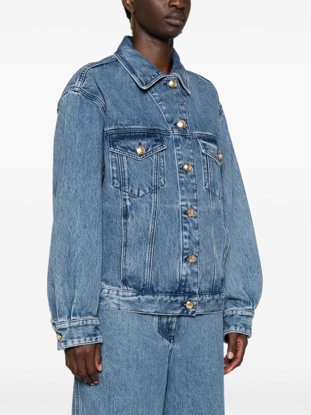 embroidered-panel denim jacket - 3