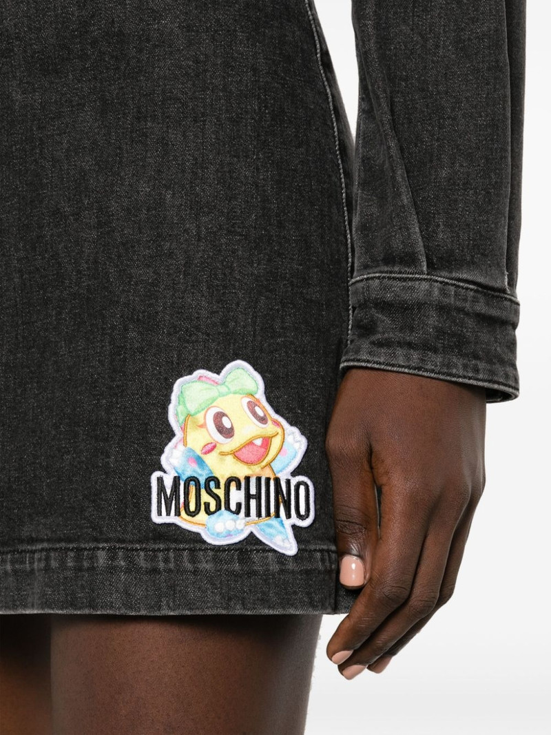 cartoon-embroidered A-line denim skirt 5