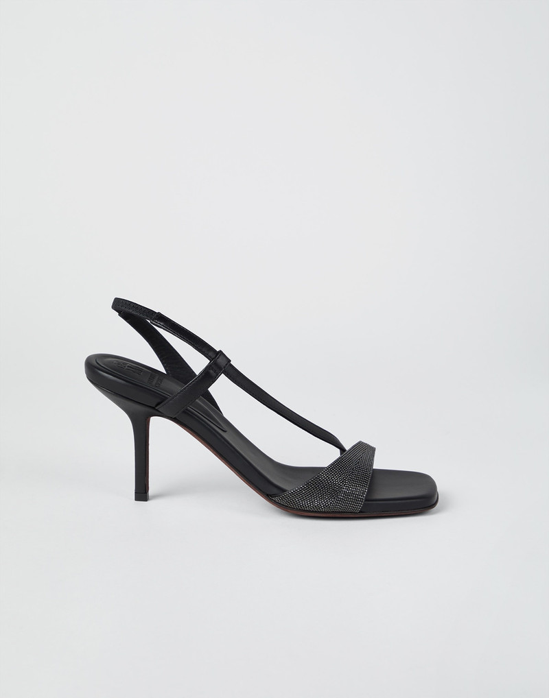 Nappa leather heels with precious straps 5