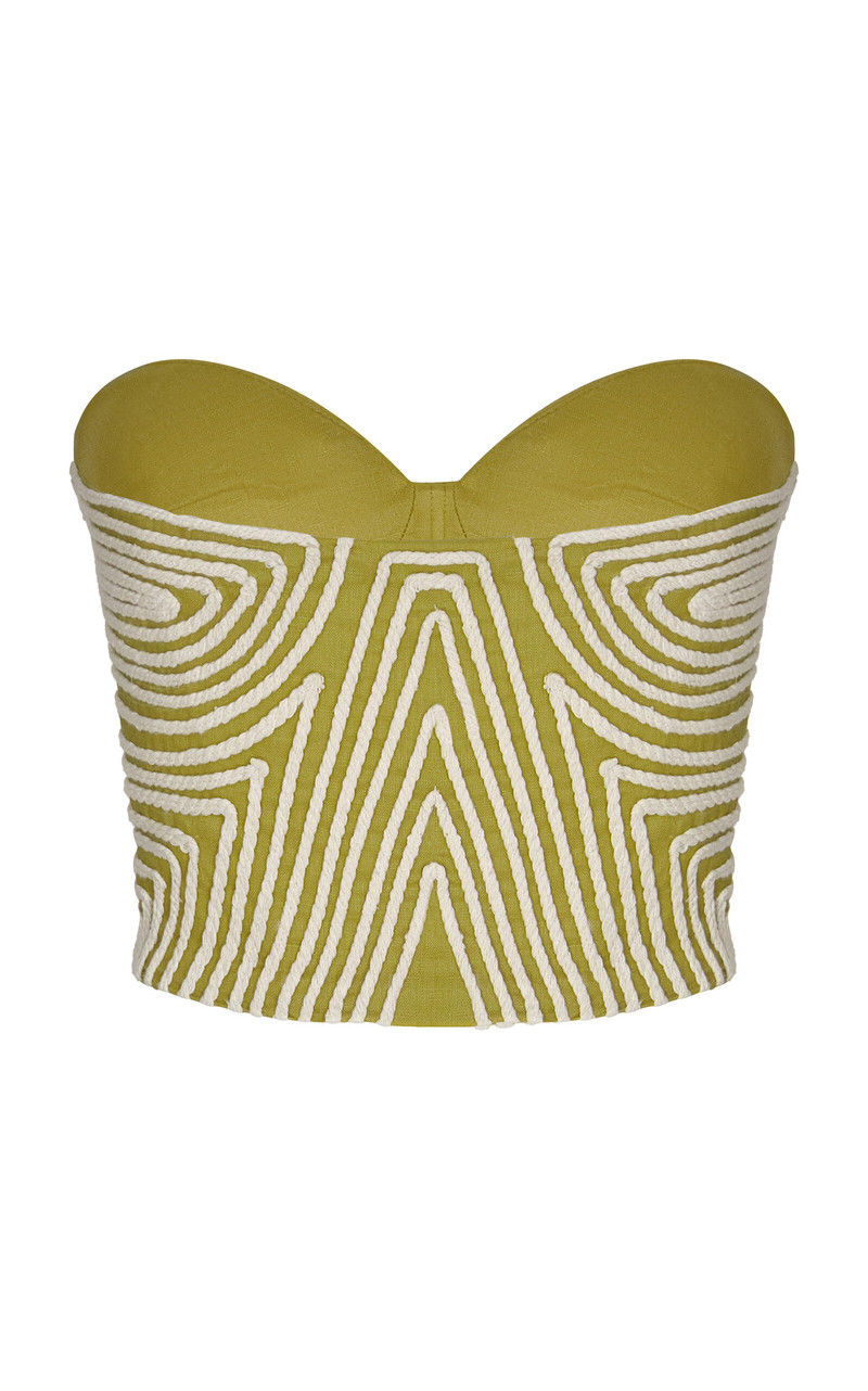 Y Limon Embroidered Linen Top lime green 5