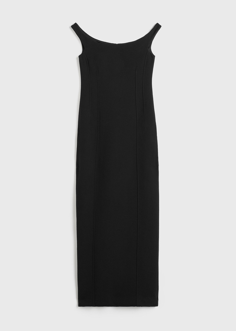 Curved off-shoulder dress black 1