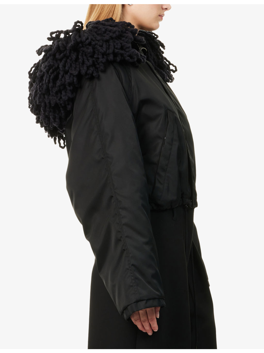 Fringed-Hood Long-Sleeve Padded Jacket - 3