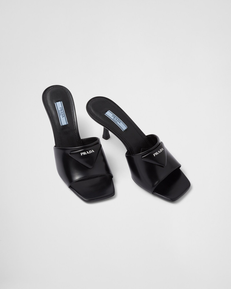 Brushed leather heeled slides 4