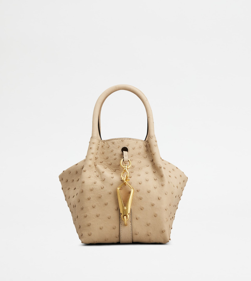 SATCHEL IN OSTRICH MINI - BEIGE 1