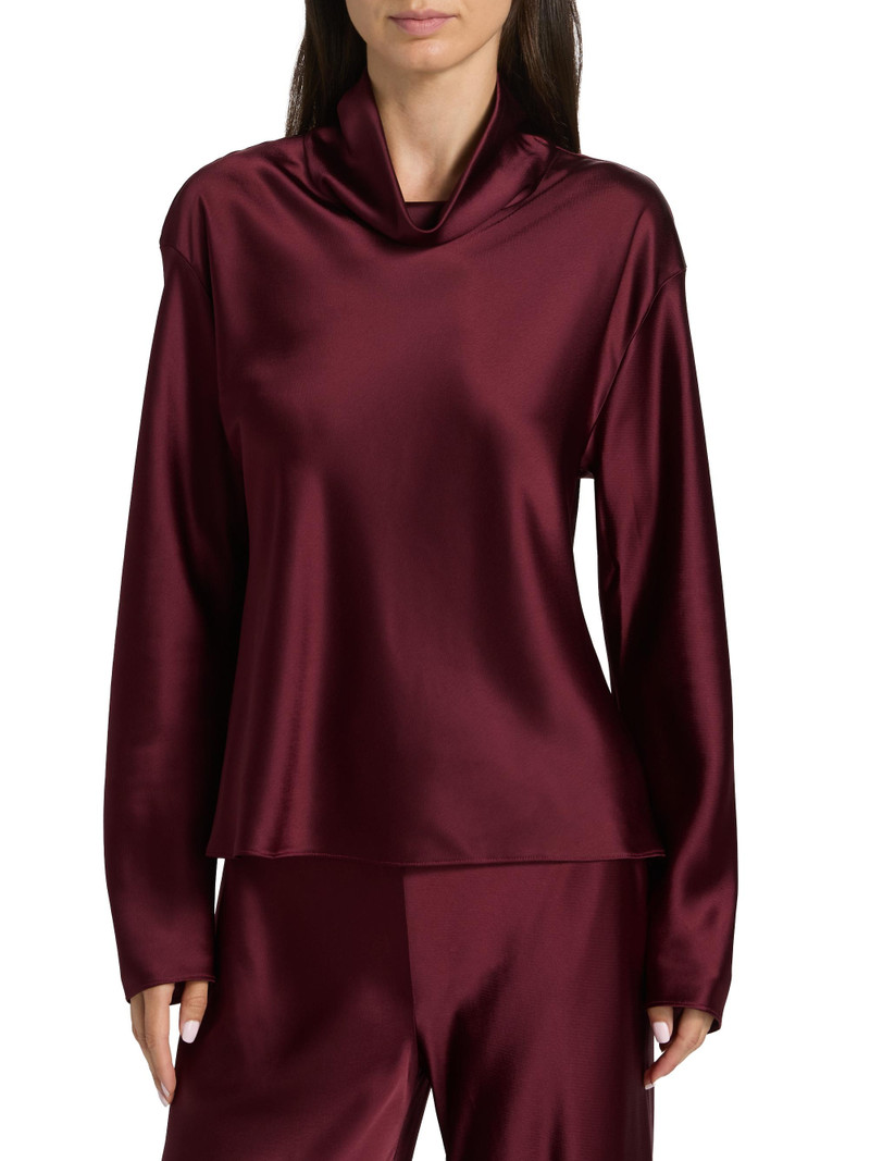 Women's Barb Satin Cowlneck Top - Bordeaux 3