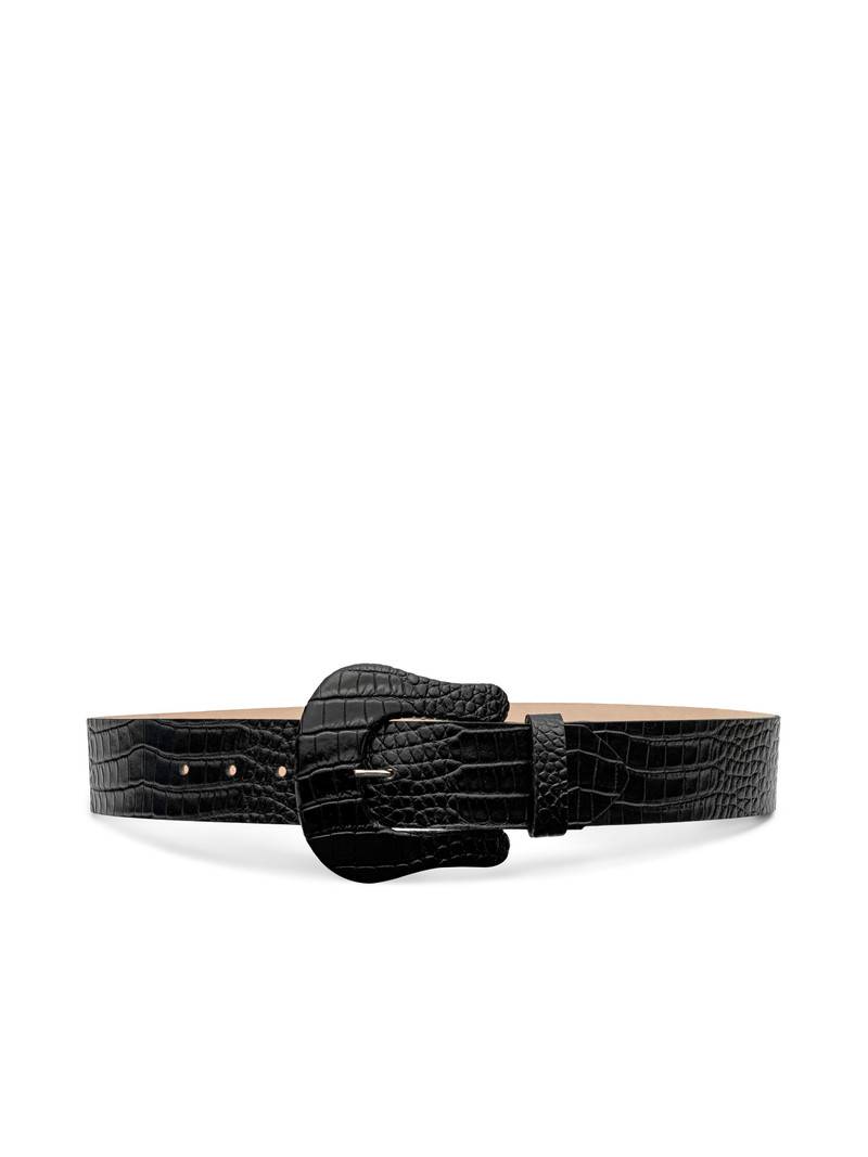 L'AGENCE Clemence Croc-Embossed Leather Belt outlook
