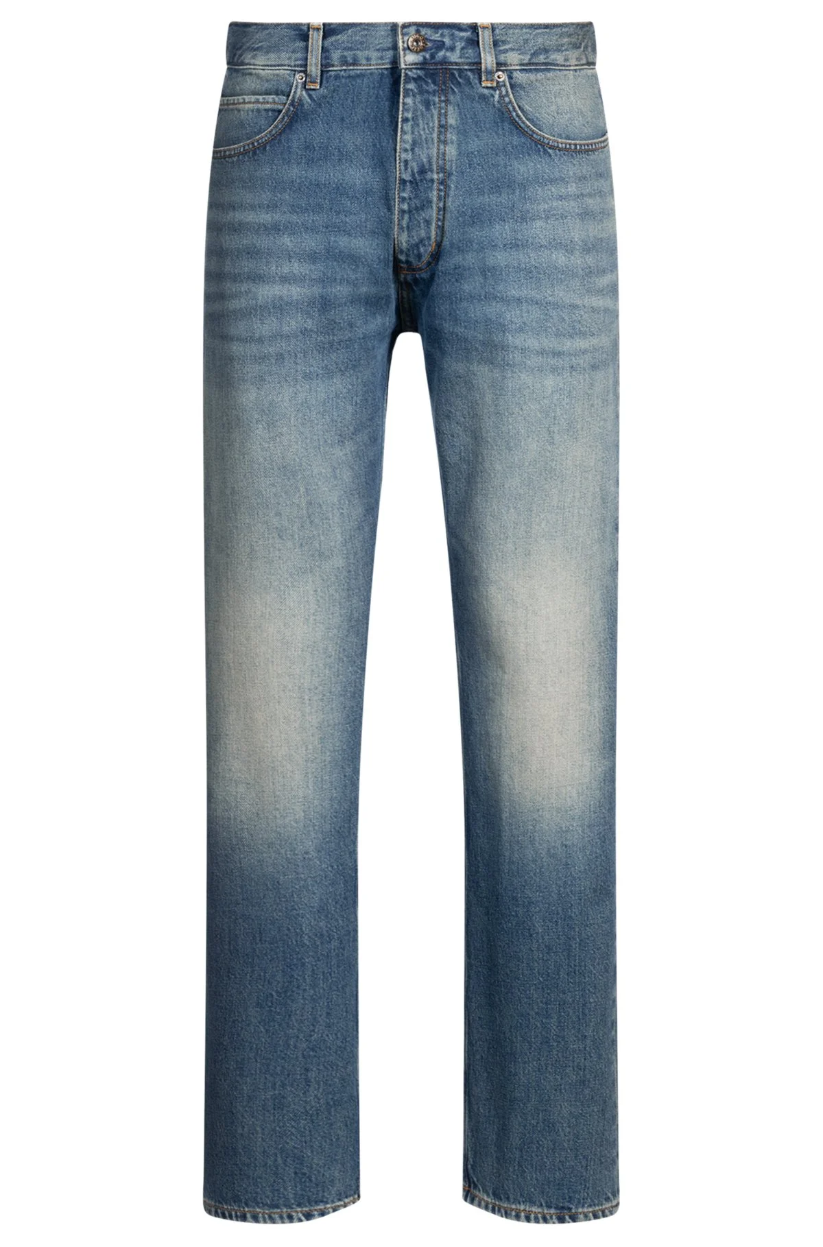 REGULAR-FIT JEANS IN MID-BLUE STONEWASHED DENIM - 1