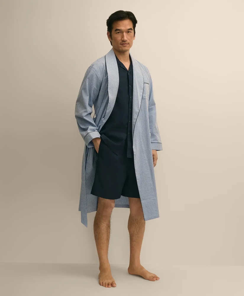 Cotton Blend Seersucker Robe - 1
