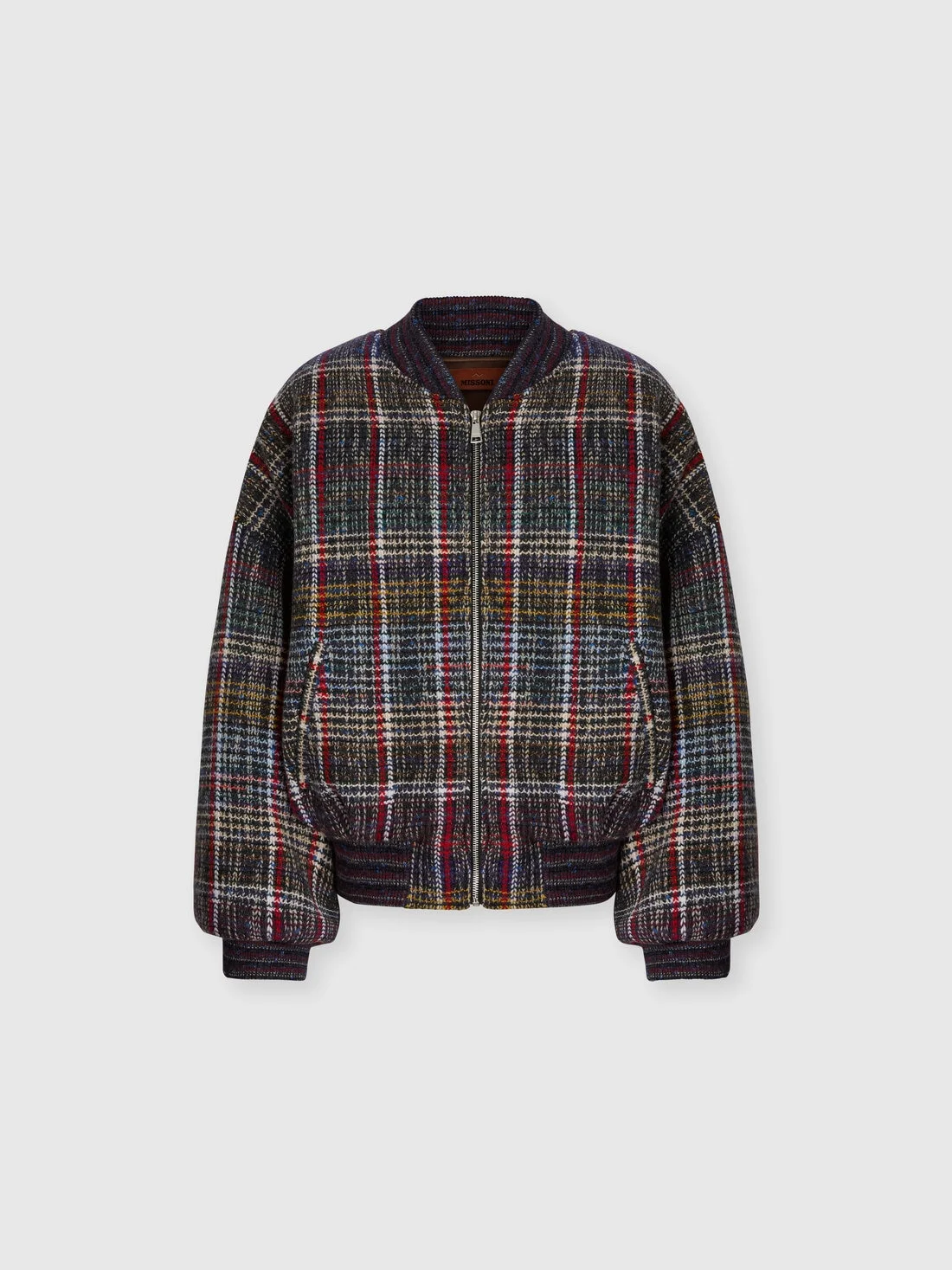 Wool bomber jacket with check motif - 1