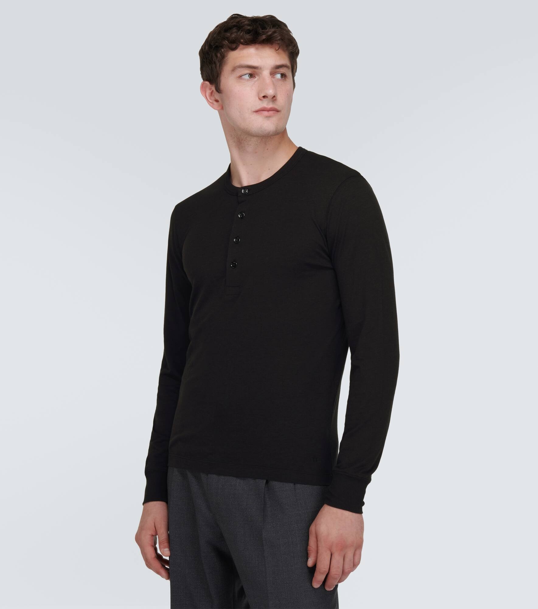 Lyocell and cotton Henley long-sleeved top - 3