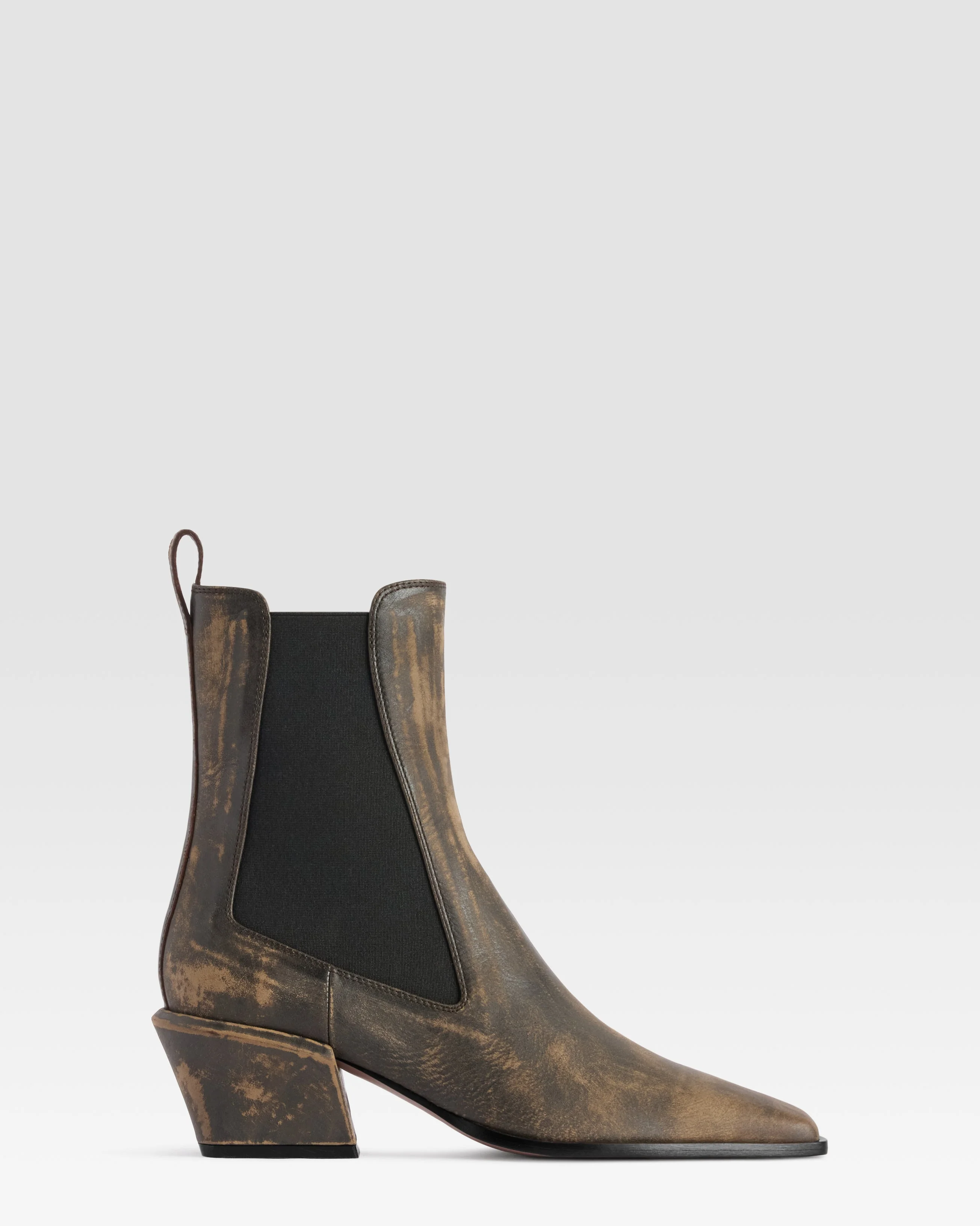 VINTAGE-EFFECT LEATHER ANKLE BOOT - 1