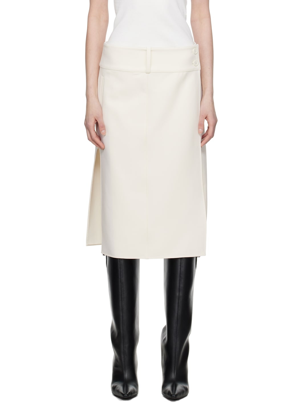 Off-White Belted Slit Midi Skirt - 1