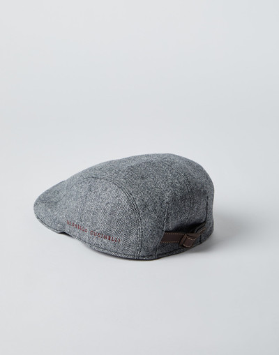 Brunello Cucinelli Virgin wool chevron flat cap with embroidered logo outlook