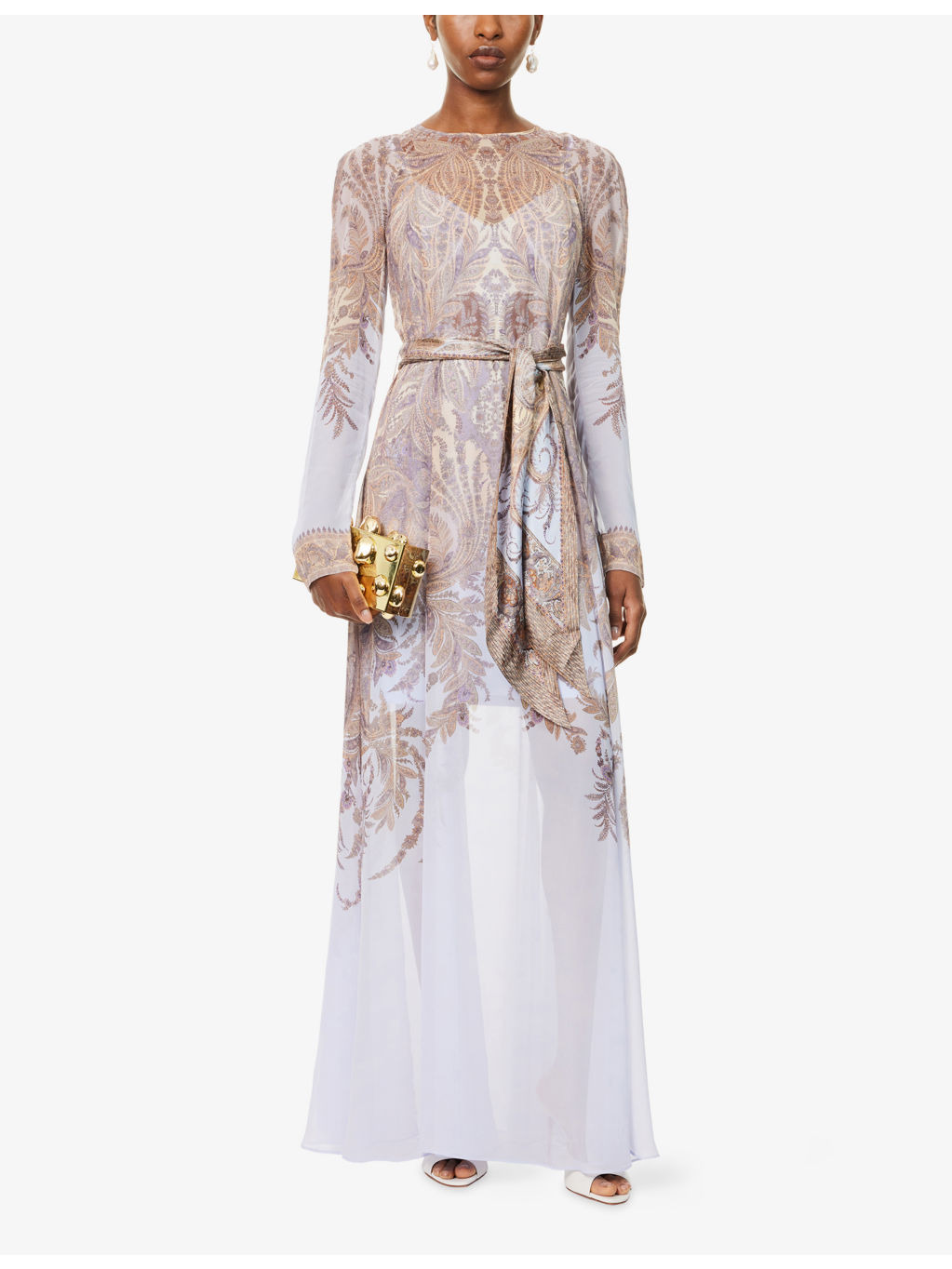 Sheath Printed Chiffon maxi Dress - 2