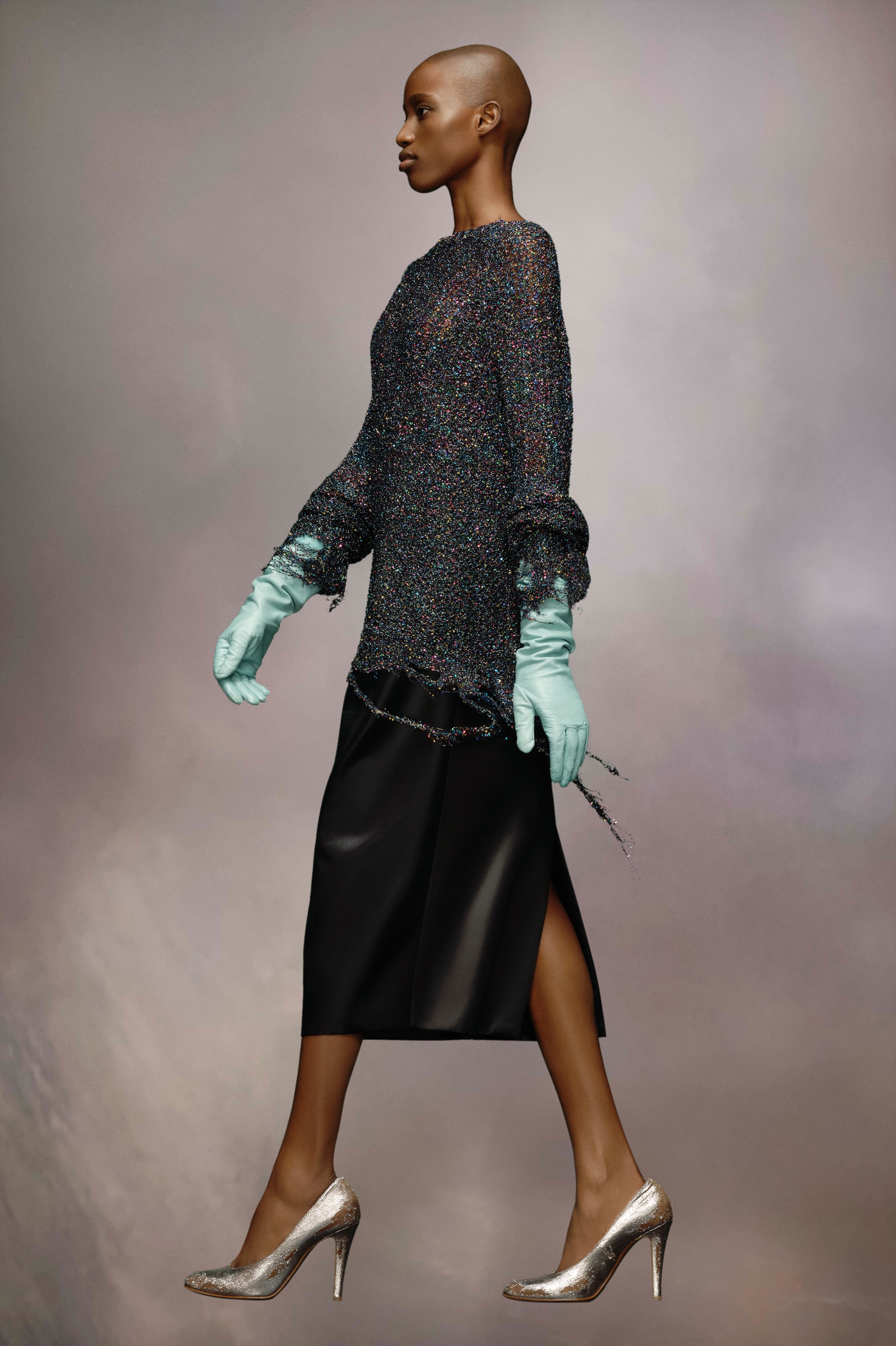 Battered sequin knit sweatshirt - 3