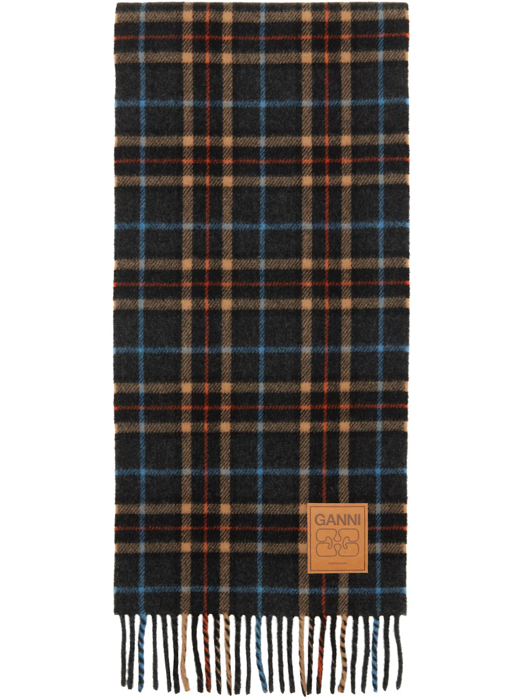 Gray Check Wool Scarf - 1