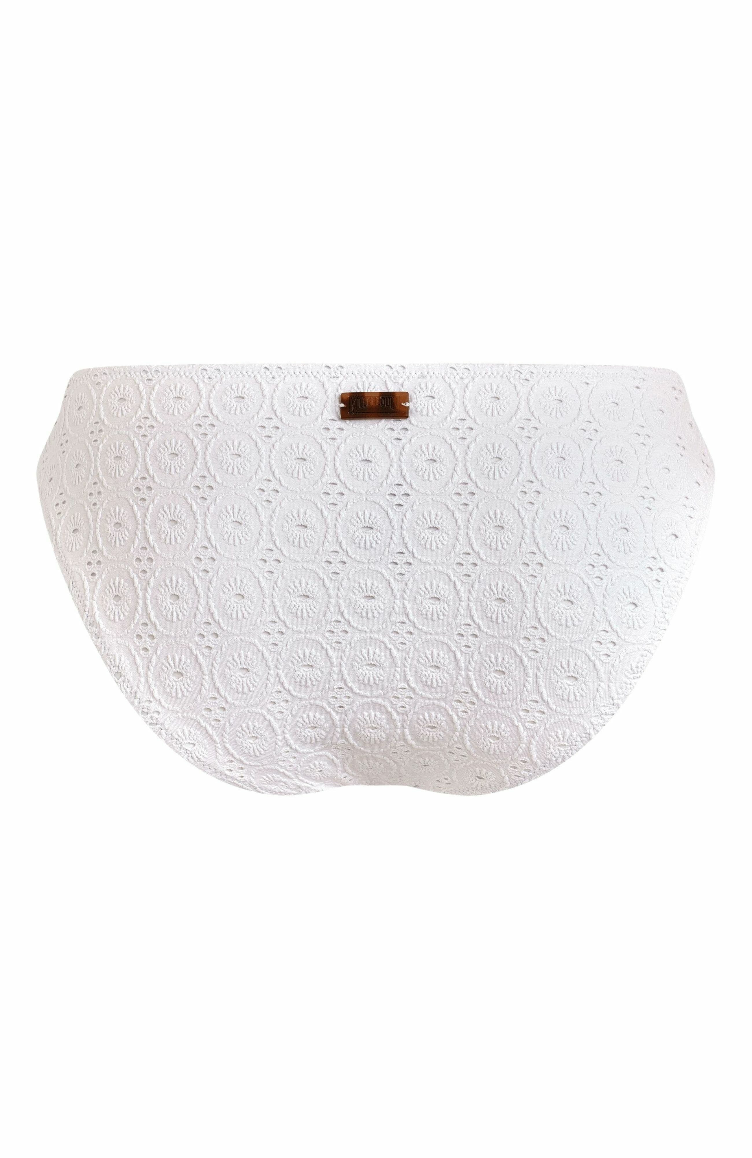 Vilebrequin Women's Broderie Anglaise Midi Brief Bikini Bottom in Blanc at Nordstrom - 3