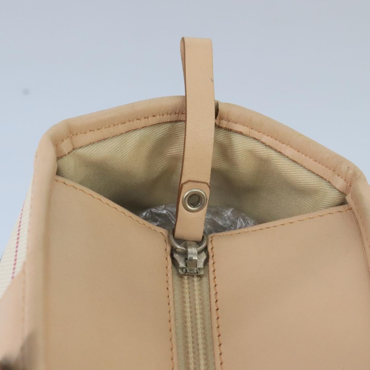 Burberry Tote Bag Canvas Leather Beige Ivory Silver - 10