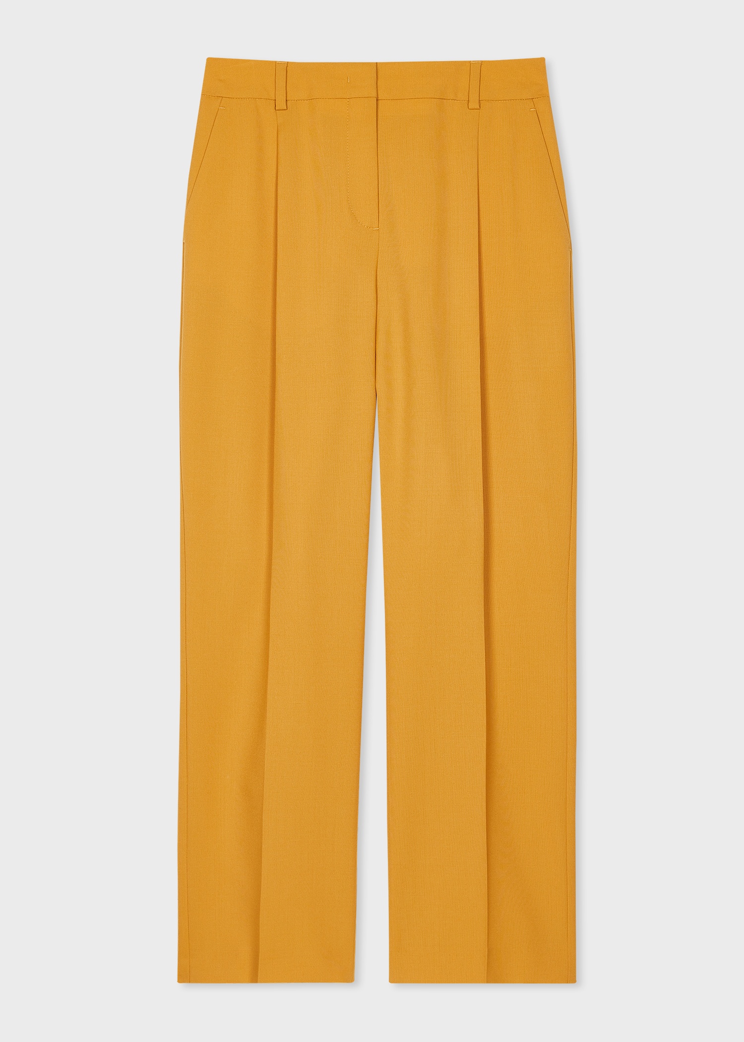 Women's Ochre Yellow Wool Hopsack Wide-Leg Trousers - 1