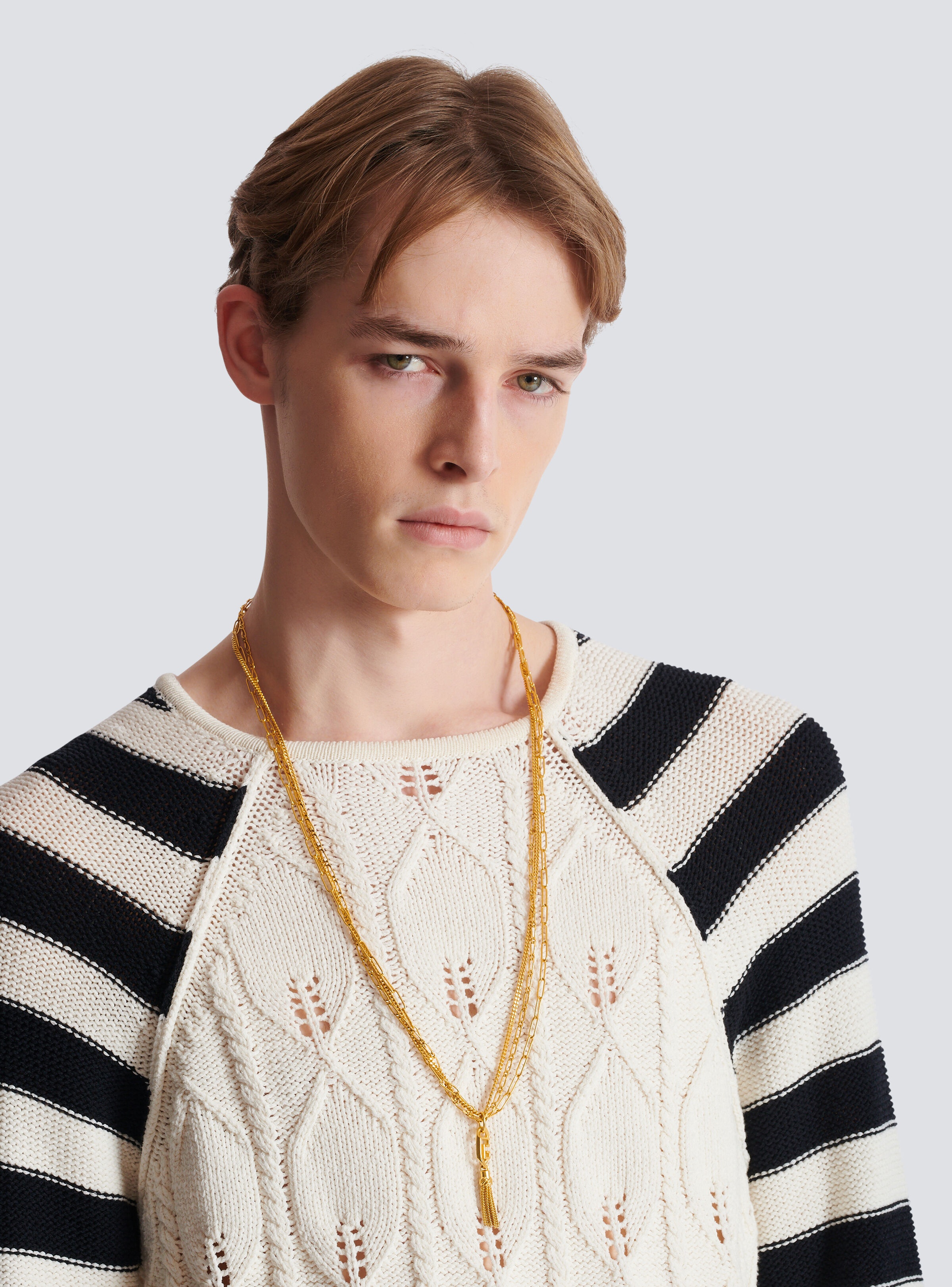 Sync golden brass long necklace - 2