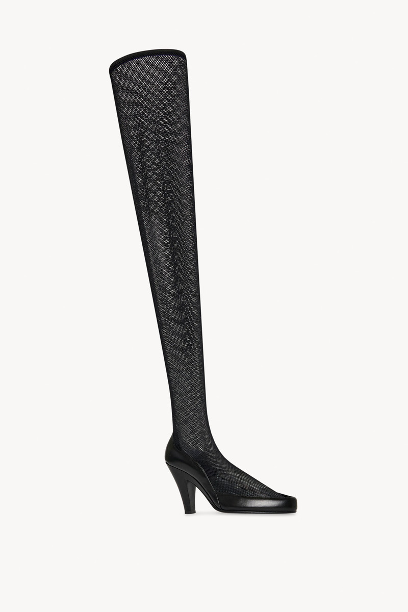 The Row Sock Pump in Leather and Mesh outlook