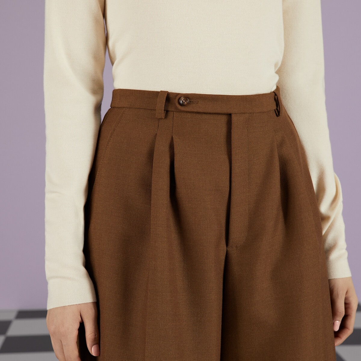 Wool mohair wide leg pant - 3